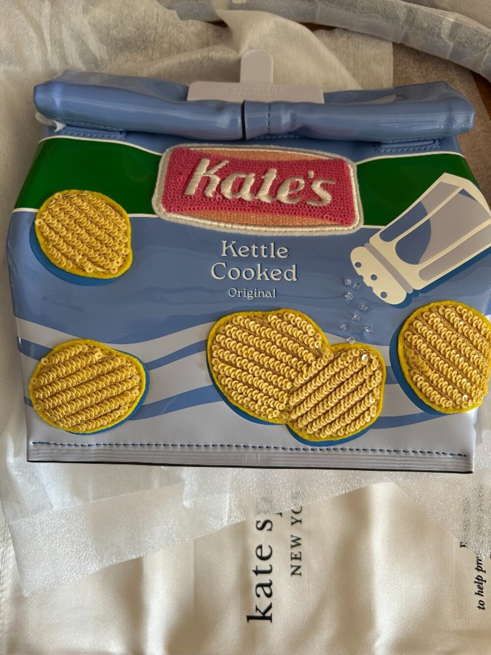 Authentic Kate Spade ♠️ Snack Time Kettle Chips Sequins Crossbody Novelty New